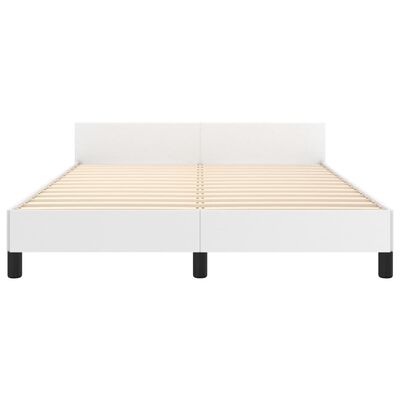 vidaXL Cadru de pat cu tăblie, alb, 140x200 cm, piele ecologică