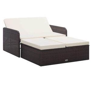 vidaXL Set mobilier de grădină cu perne, 2 piese, maro, poliratan