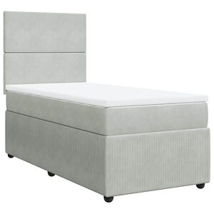 vidaXL Pat continental cu saltea, gri deschis, 80x200 cm, catifea