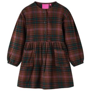 vidaXL Rochie pentru copii cu m&acirc;neci lungi, coniac, 92