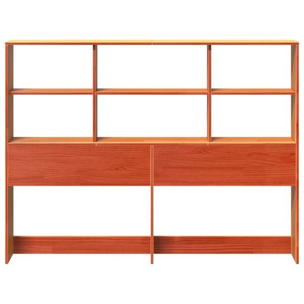 vidaXL Tăblie de pat cu depozitare maro ceruit, 140 cm, lemn masiv pin