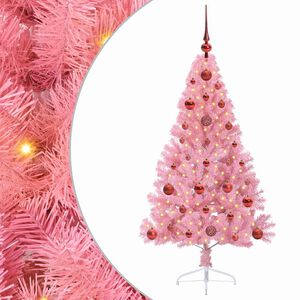 vidaXL Pom de Crăciun artificial pre-iluminat Roz 120 cm PVC