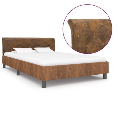 vidaXL Cadru de pat, maro, 140 x 200 cm, piele întoarsă ecologică