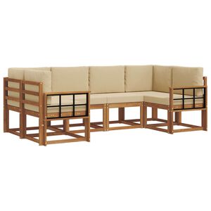 vidaXL Set de canapele de exterior cu pernă 6 pcs Natural și Bej