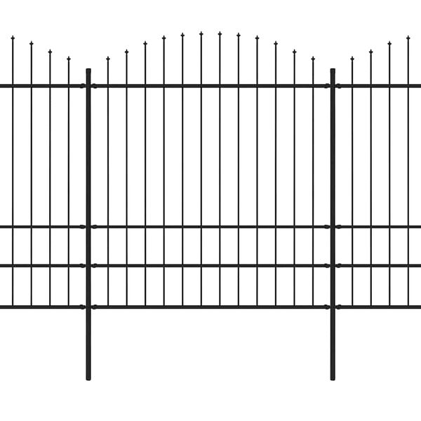 vidaXL Gard de grădină cu v&acirc;rf tip suliță din oțel 1248x200 cm, negru