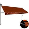vidaXL Copertină retractabilă manual cu LED, portocaliu & maro, 350 cm