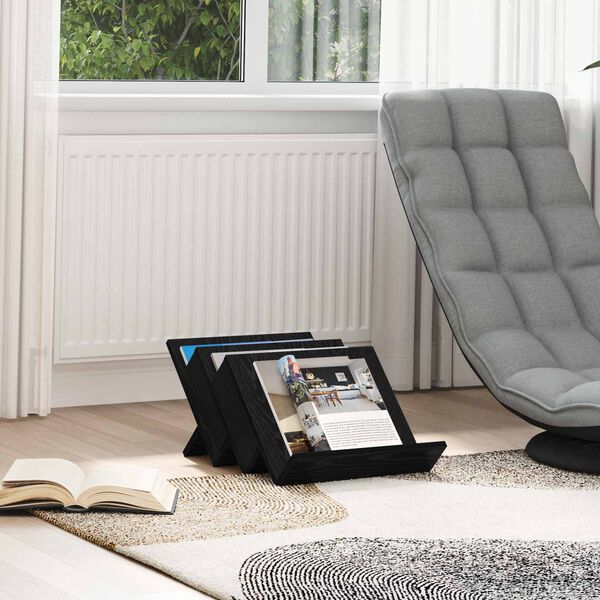 vidaXL Raft pentru reviste cu raft Stejar Negru 53 x 40 x 28.5 cm