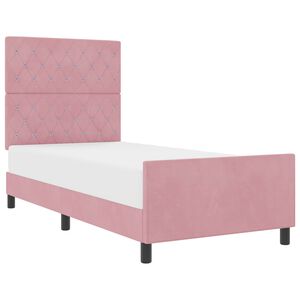 vidaXL Pat cu arcuri cu headboard Roz 90 x 200 cm Catifea