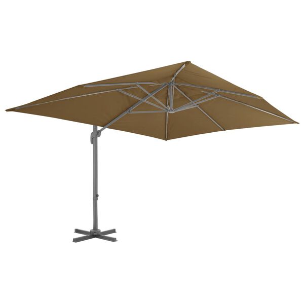 vidaXL Umbrelă de grădină în consolă cu stâlp din aluminiu 400x300 cm, gri taupe
