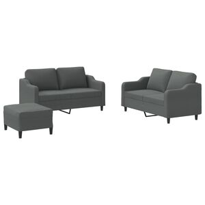 vidaXL Set de canapele cu perne, 3 piese, gri &icirc;nchis, textil