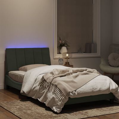 vidaXL Cadru de pat cu lumini LED, gri deschis, 100x200 cm, catifea