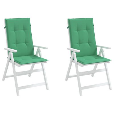 vidaXL Perne scaun cu spătar înalt, 2 buc., verde, 120x50x3 cm, textil