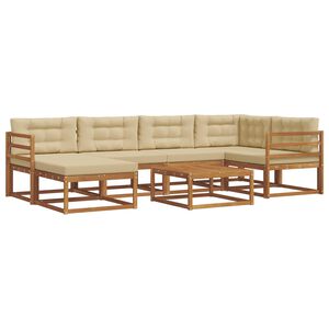 vidaXL Set de canapele de exterior cu pernă 7 pcs Natural și Bej