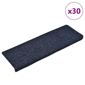 vidaXL Covorașe scări autoadezive, 30 buc., 65x21x4 cm, margini dreptunghiulare albastre