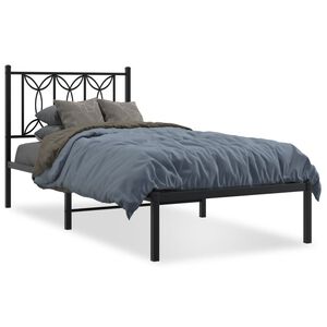 vidaXL Cadru de pat metalic cu tăblie, negru, 75x190 cm