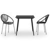 vidaXL Set mobilier de exterior, 3 piese, negru, ratan PVC