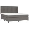 vidaXL Pat box spring cu saltea, gri, 160x200 cm, piele ecologică