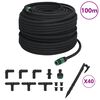vidaXL Furtun poros de grădină, negru, 0,6", 100 m, cauciuc