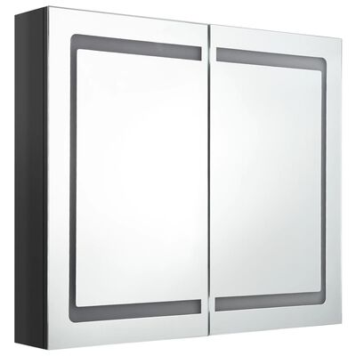 vidaXL Dulap de baie cu oglindă și LED, negru strălucitor, 80x12x68 cm