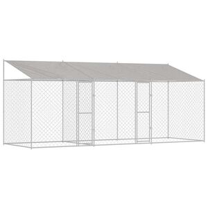 vidaXL Cușcă pentru câine Argintiu 600 x 200 x 256 cm Oțel Galvanizat