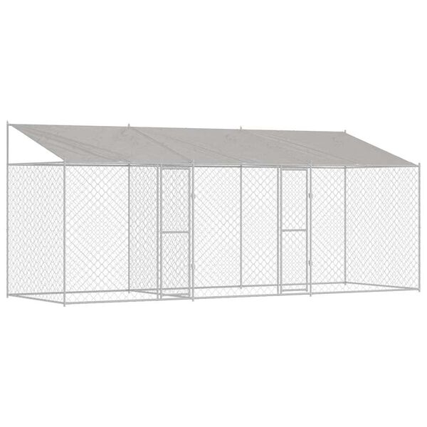 vidaXL Cușcă pentru câine Argintiu 600 x 200 x 256 cm Oțel Galvanizat