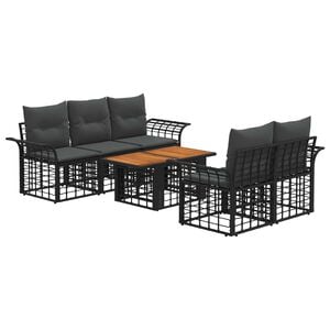 vidaXL Set de canapele pentru grădină 6 buc. Negru și gri &icirc;nchis