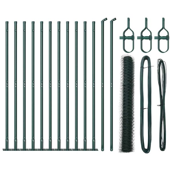 vidaXL Îngrădire cu stâlpi Verde 1.2 x 25 m otel acoperit cu PVC