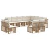 vidaXL Set de canapele de exterior 12-Locuri Alb Natural și Crem