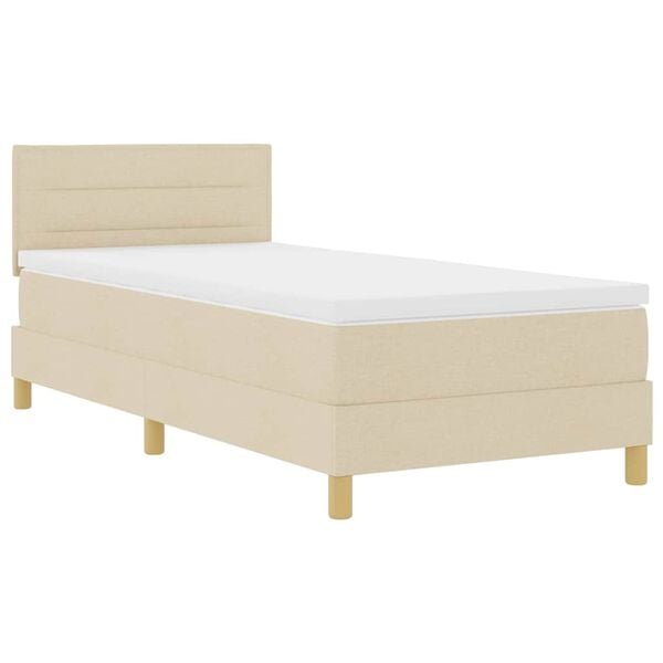 vidaXL Pat cu arcuri cu saltea cu headboard Crem 80 x 200 cm țesătură