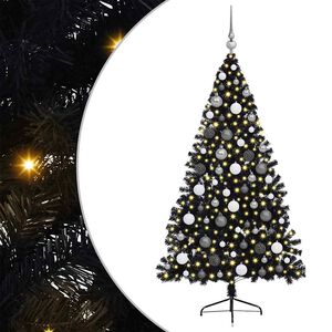 vidaXL Pom de Crăciun artificial pre-iluminat Negru 180 cm PVC