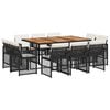 vidaXL Set mobilier de exterior cu perne, 11 piese, negru, poliratan