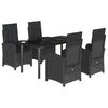vidaXL Set mobilier de grădină cu perne, 5 piese, negru, poliratan