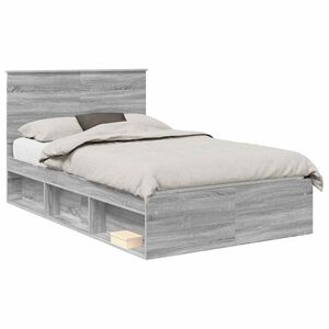 vidaXL Cadru de pat Simplu Gri Sonoma 120 x 190 cm Lemn de pin masiv
