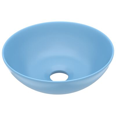 vidaXL Chiuvetă pentru baie, albastru deschis, ceramică, rotund
