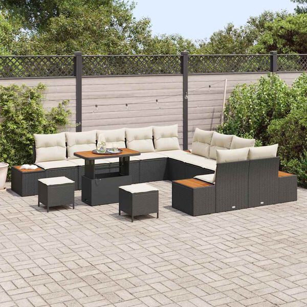 vidaXL Set de canapele pentru grădină 13 pcs Negru Rattan poli