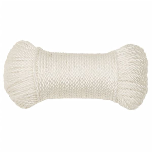 vidaXL Fr&acirc;nghie de lucru, Alb, 3 mm, 25 m, polipropilenă