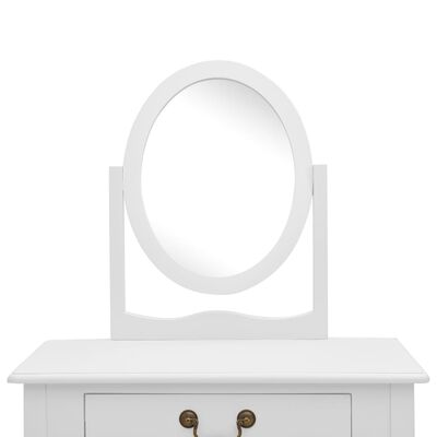 vidaXL Masă toaletă cu taburet, alb, 65x36x128 cm, lemn paulownia, MDF