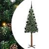 vidaXL Brad de Crăciun subțire Verde 150 cm PVC și lemn de PIN masiv