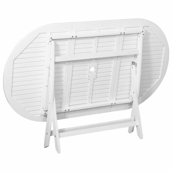 vidaXL Masă de grădină, alb, 160 x 85 x 75 cm, lemn masiv de acacia