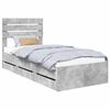 vidaXL Cadru de pat Gri din beton 75 x 190 cm Lemn Ingineresc