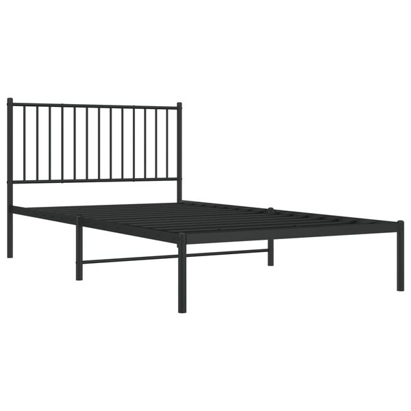 vidaXL Cadru de pat din metal cu tăblie, negru, 107x203 cm