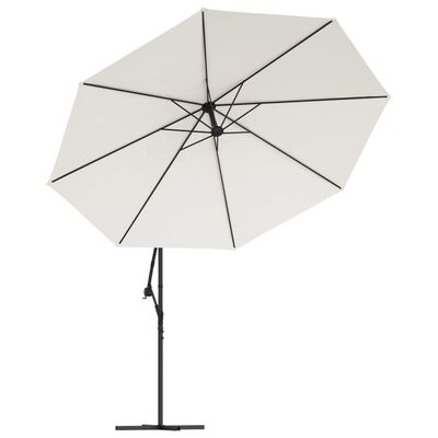 vidaXL Umbrelă suspendată cu LED-uri și stâlp metalic, nisipiu, 350 cm
