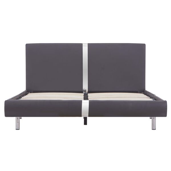 vidaXL Cadru de pat, gri, 140 x 200 cm, piele ecologică