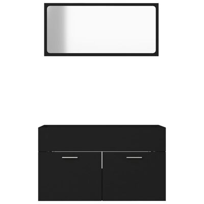 vidaXL Set mobilier de baie, 2 piese, negru, lemn compozit