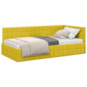 vidaXL Cadru de pat colțar cu headboard Galben 90 cm x 190 cm Catifea