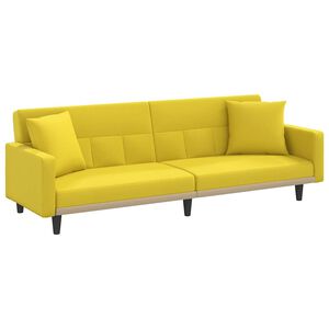 vidaXL Canapea extensibilă, cu perne, galben deschis, textil
