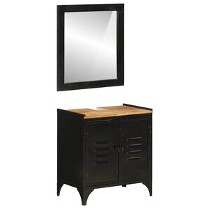vidaXL Set mobilier de baie, 2 piese, fier și lemn masiv de mango