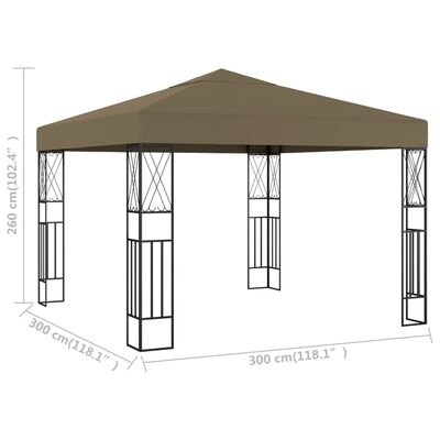 vidaXL Pavilion, gri taupe, 3 x 3 m, material textil