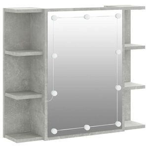 vidaXL Dulap cu oglindă și LED, gri beton, 70x16,5x60 cm