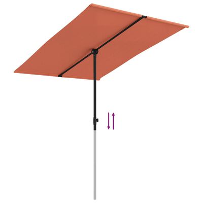 vidaXL Umbrelă de soare exterior, stâlp aluminiu, cărămiziu, 2x1,5 cm